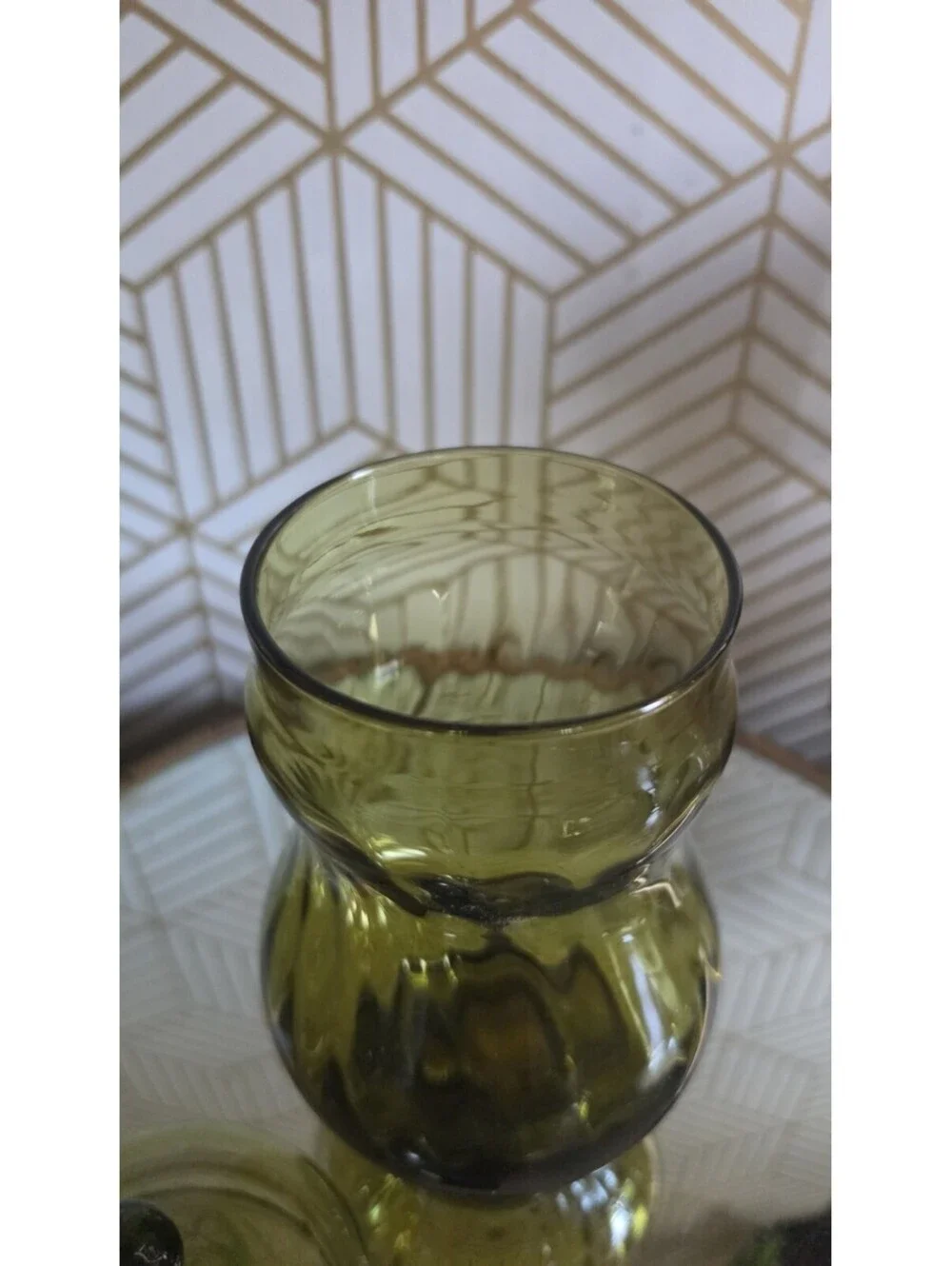 Vintage Mid-Century Bravo Handcrafted Empoli Italy Green Glass Apothecary Jar